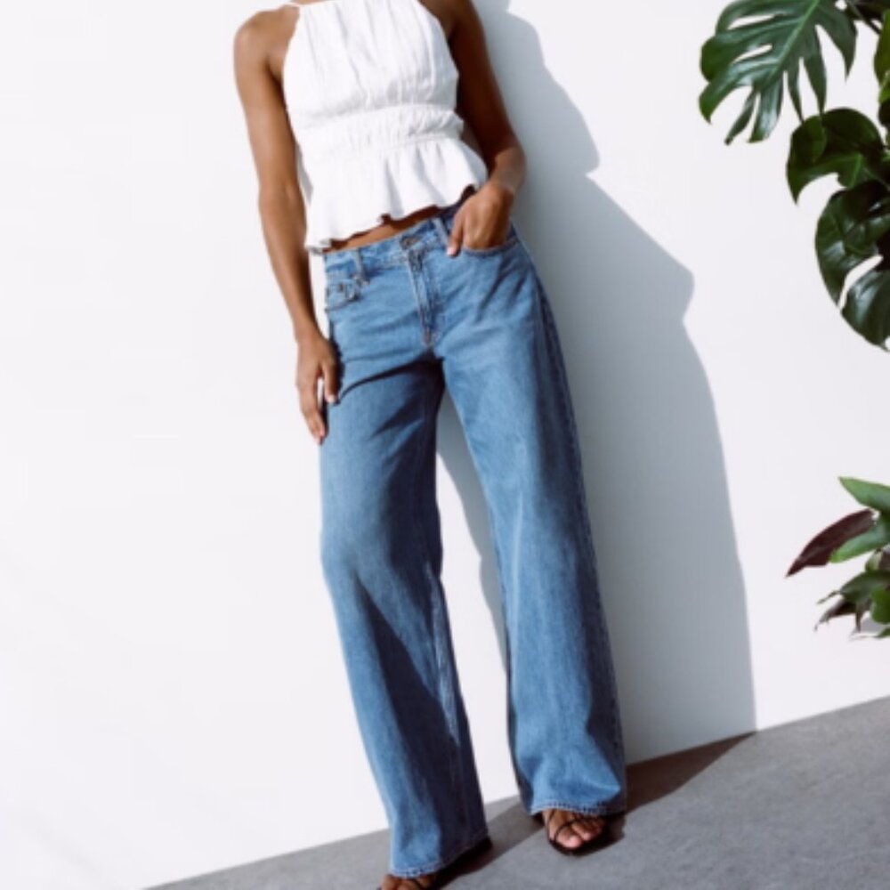 Abercrombie & Fitch Wide Leg Blue Jeans